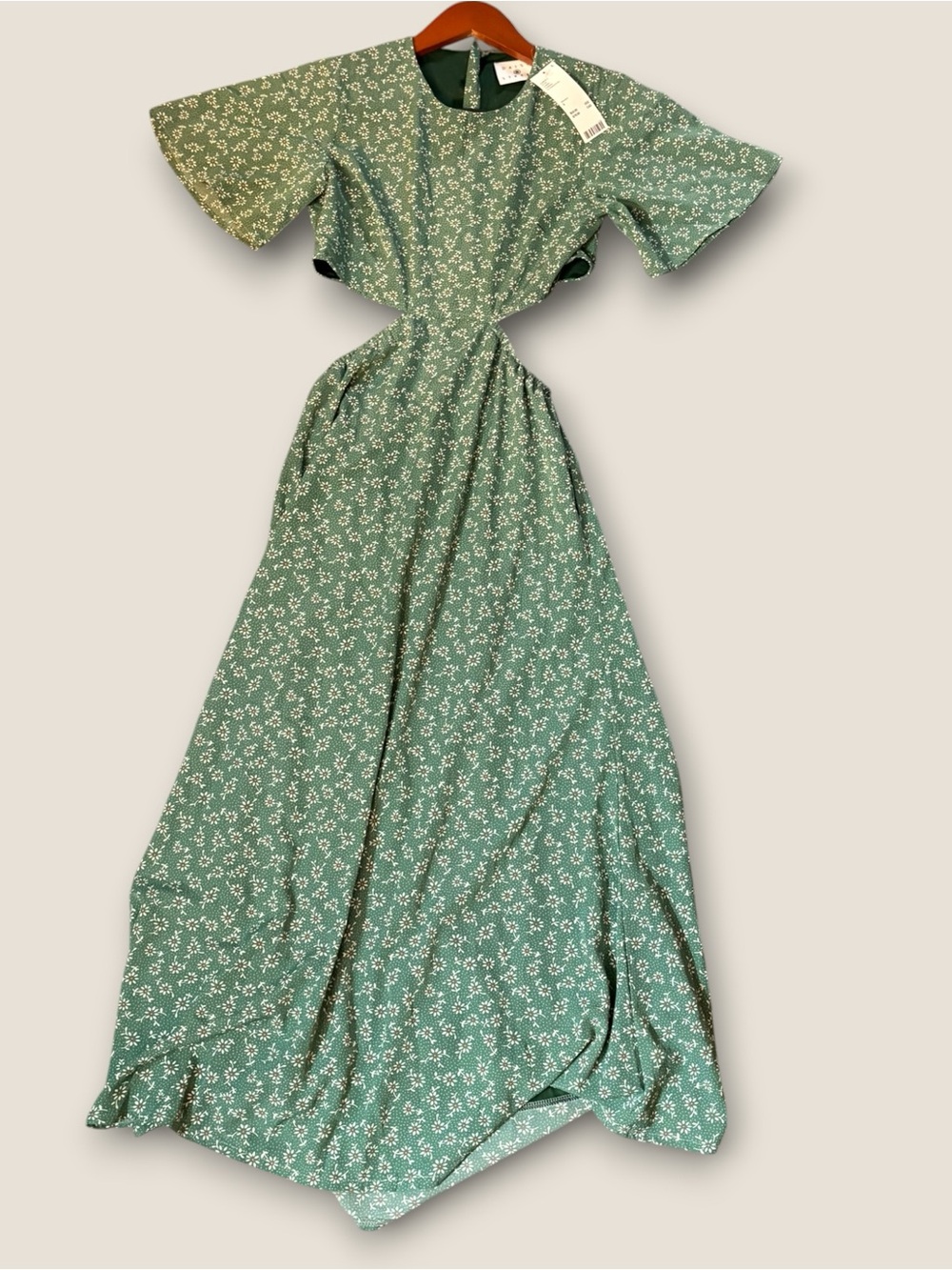 NWT Urban Outfitters Daisy St Cottagecore Green Prairie Floral Cutout Maxi Dress